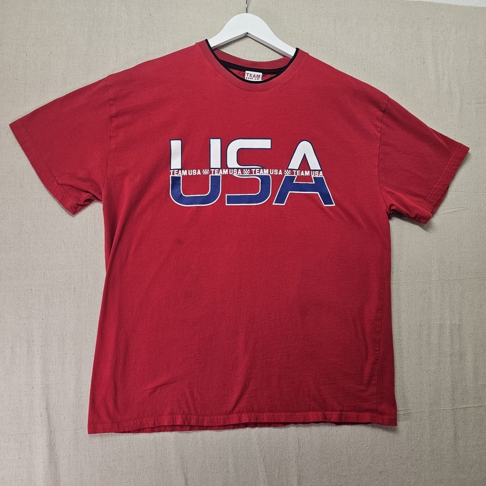 Team‎ USA Olympics Vintage Men's Large Red Graphic Print T Shirt By XP Apparel